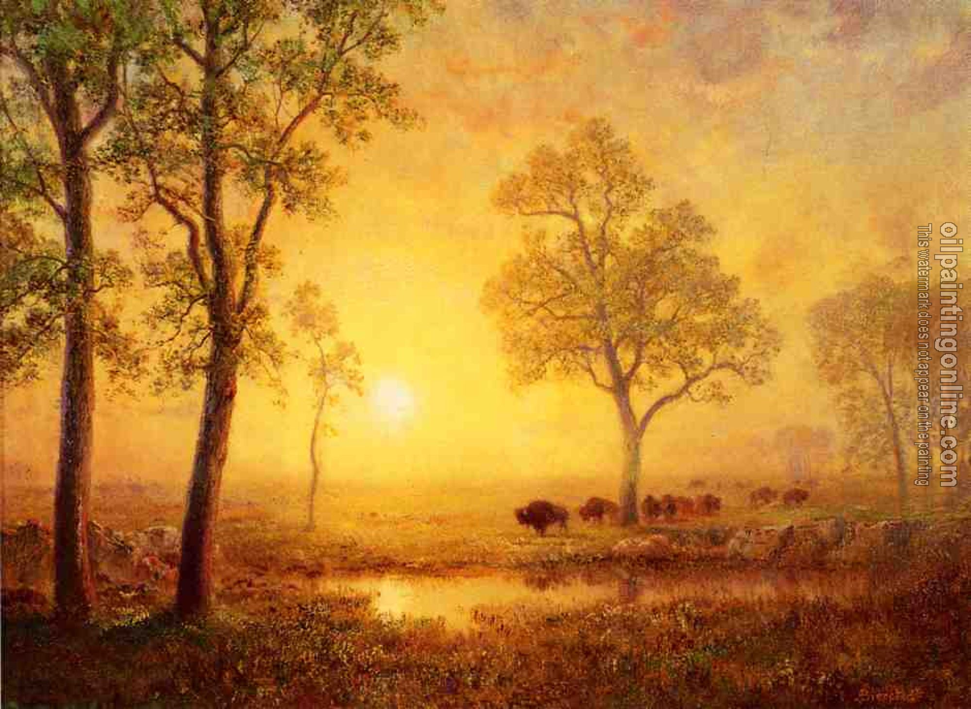 Bierstadt, Albert - Sunset on the Mountain